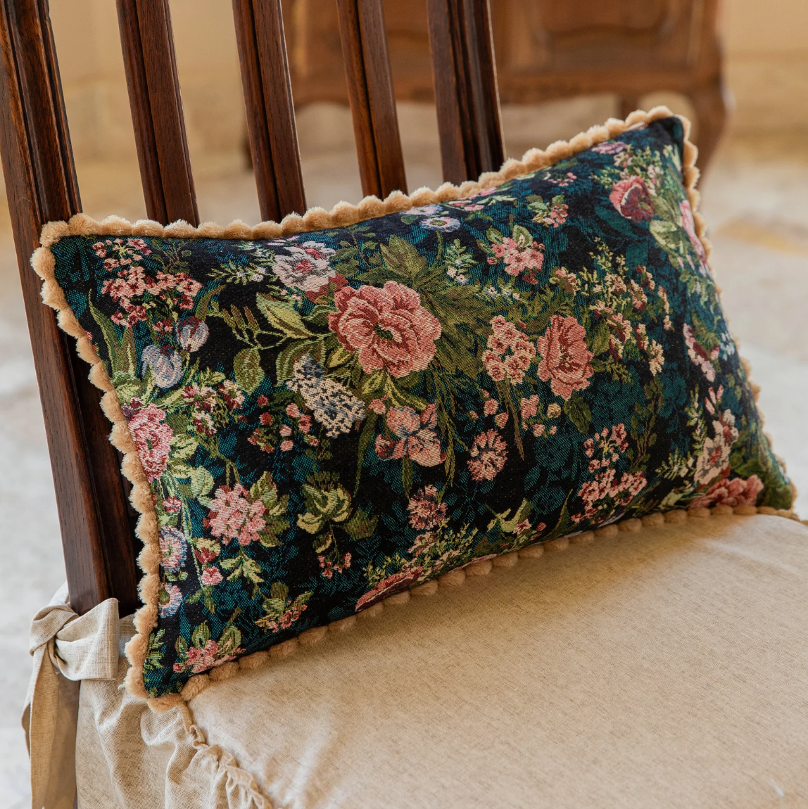 Capa de Almofada Floral Jacquard