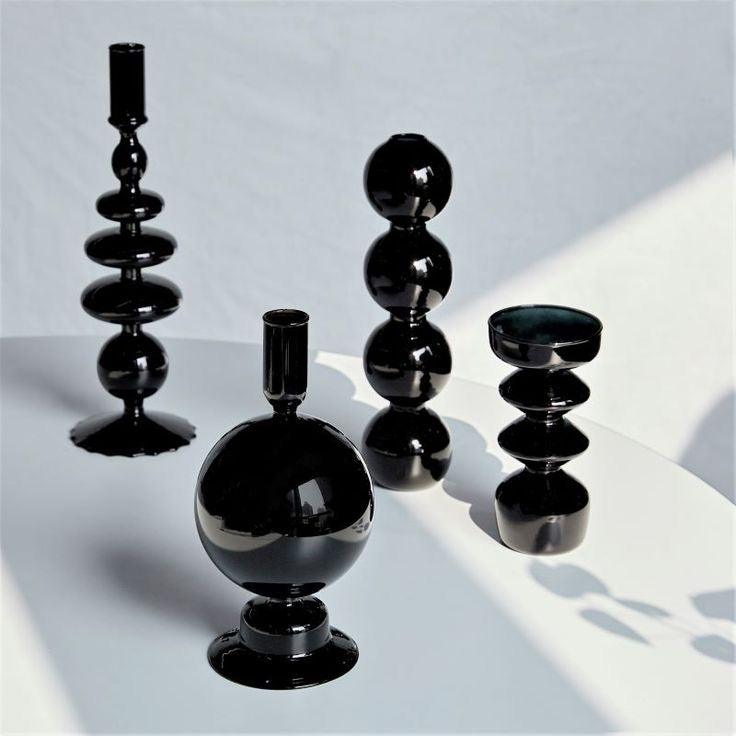 Candelabro Preto de Vidro para Vela