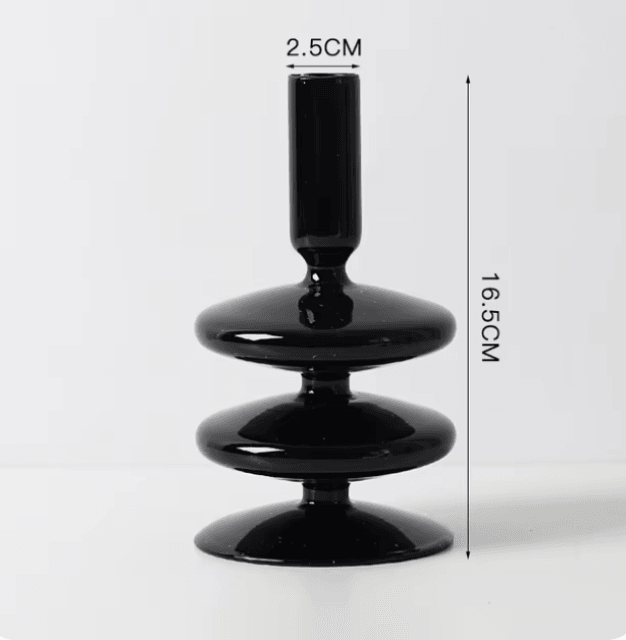 Candelabro Preto de Vidro para Vela