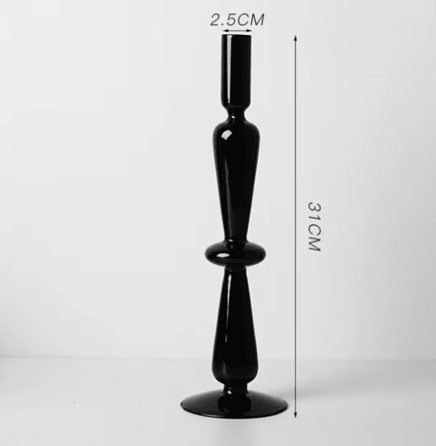 Candelabro Preto de Vidro para Vela