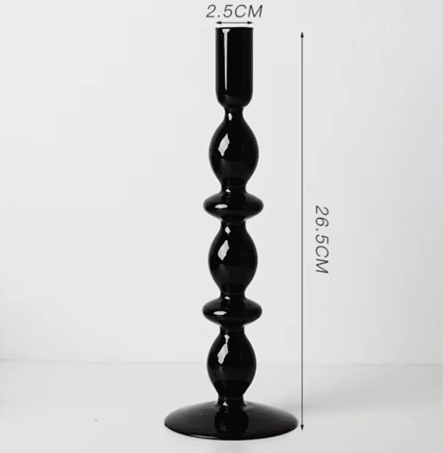 Candelabro Preto de Vidro para Vela