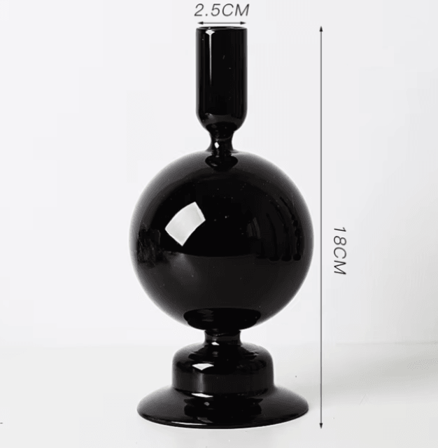 Candelabro Preto de Vidro para Vela