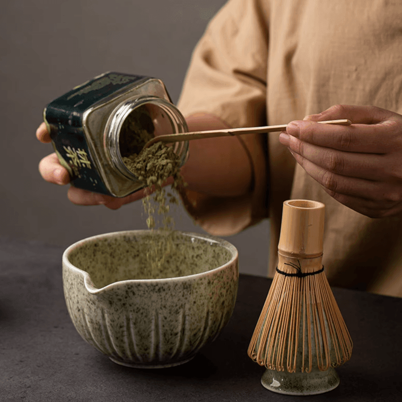 CONJUNTO DE MATCHA CERAMICA E BAMBU - Stoa Design 