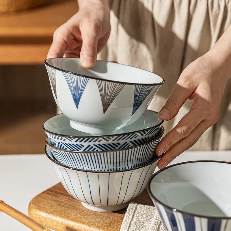 Japanese Style Ceramic Rice Bowl Set Kitchen Tableware Japanese Style Ceramic Rice Bowl Set