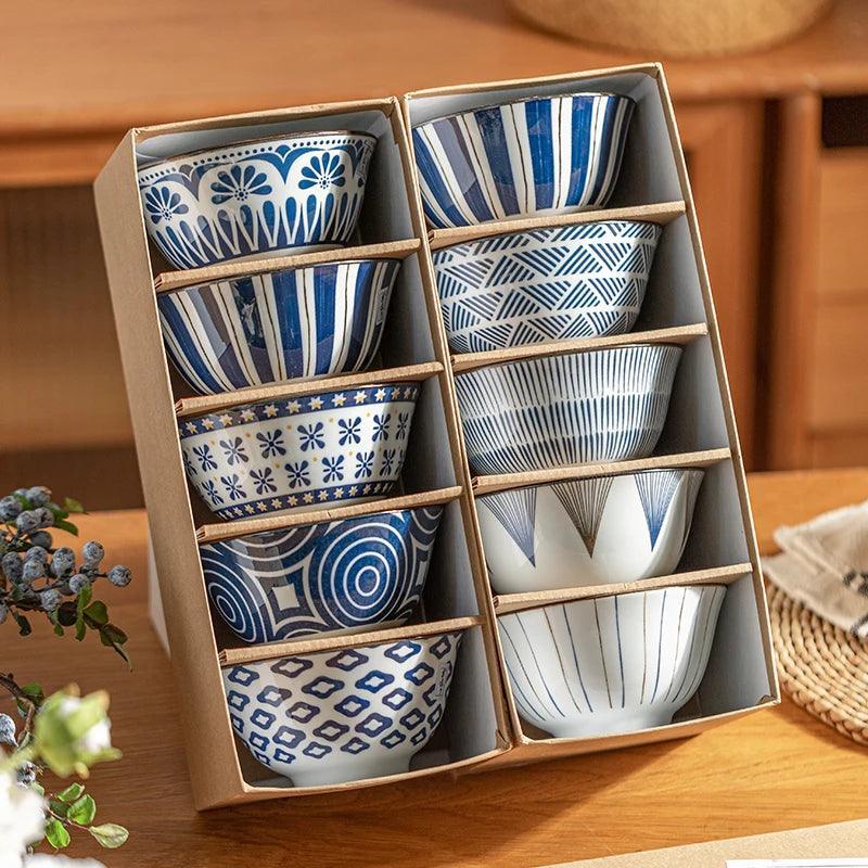 Japanese Style Ceramic Rice Bowl Set Kitchen Tableware Japanese Style Ceramic Rice Bowl Set