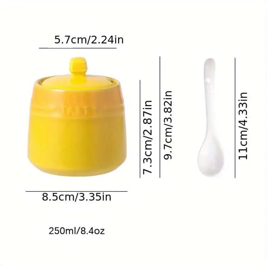 1Pc 52/2000 Miniature Ceramic Seasoning Jars a Domestic Kitchen Salt Bowl Has a Lid and Spoon for 50Ml/8.4 Oz