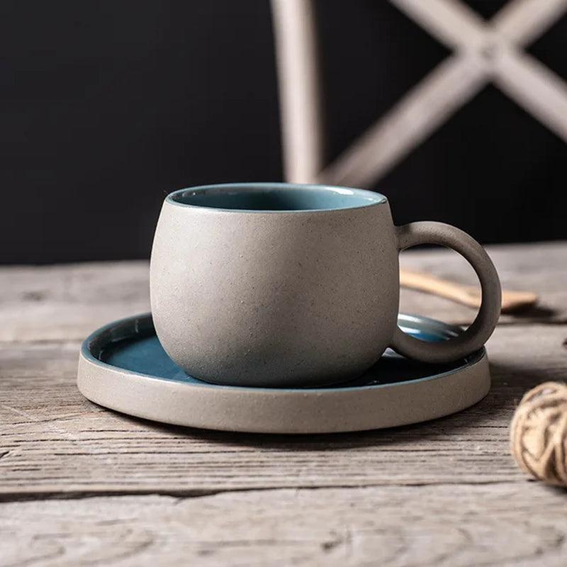 Ceramic Mug Saucer Espresso Cup Saucer Set Simple Creative Water Cup Office Afternoon Tea Stoneware Japanese Style Drinkware