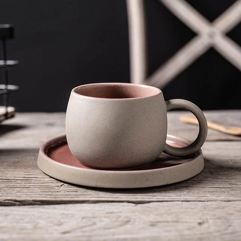 Ceramic Mug Saucer Espresso Cup Saucer Set Simple Creative Water Cup Office Afternoon Tea Stoneware Japanese Style Drinkware