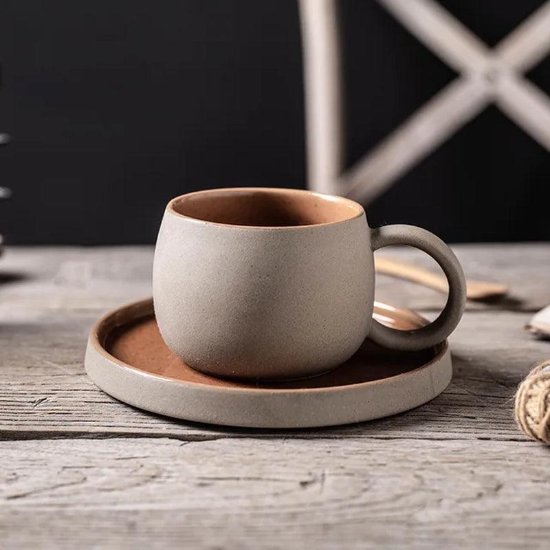 Ceramic Mug Saucer Espresso Cup Saucer Set Simple Creative Water Cup Office Afternoon Tea Stoneware Japanese Style Drinkware