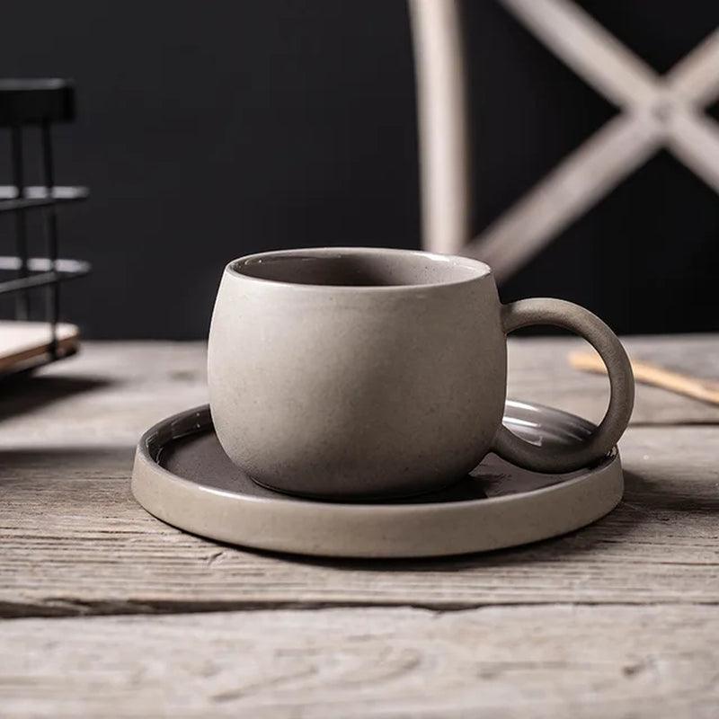 Ceramic Mug Saucer Espresso Cup Saucer Set Simple Creative Water Cup Office Afternoon Tea Stoneware Japanese Style Drinkware